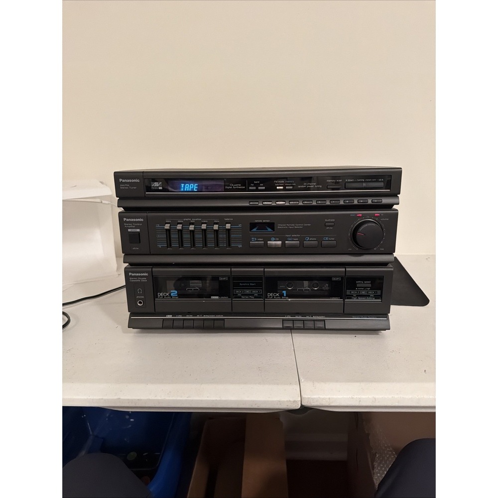 Panasonic SA-H30 Quartz Synthesizer AM/FM Double Cassette Stereo Receiver Black